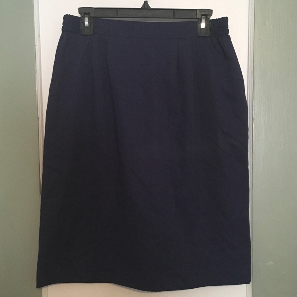 Navy Pencil Skirt - Stretchy Band Size 14